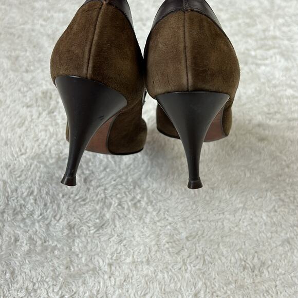Lifestride brown suede and leather bow pointed toe heels, size 6 AA narrow - Picture 5 of 10